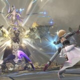 A mage warrior fights a boss.